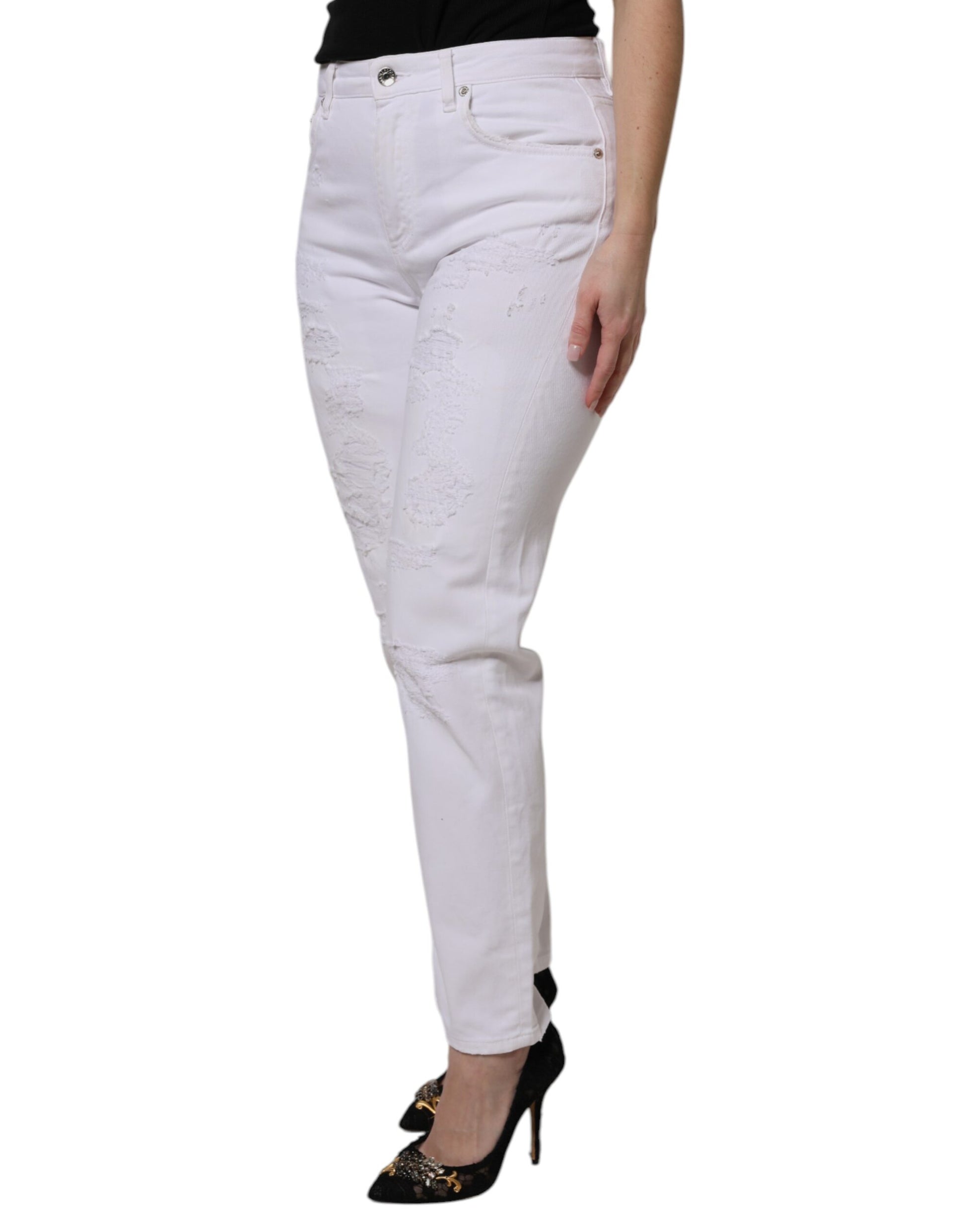 White distressed skinny jeans