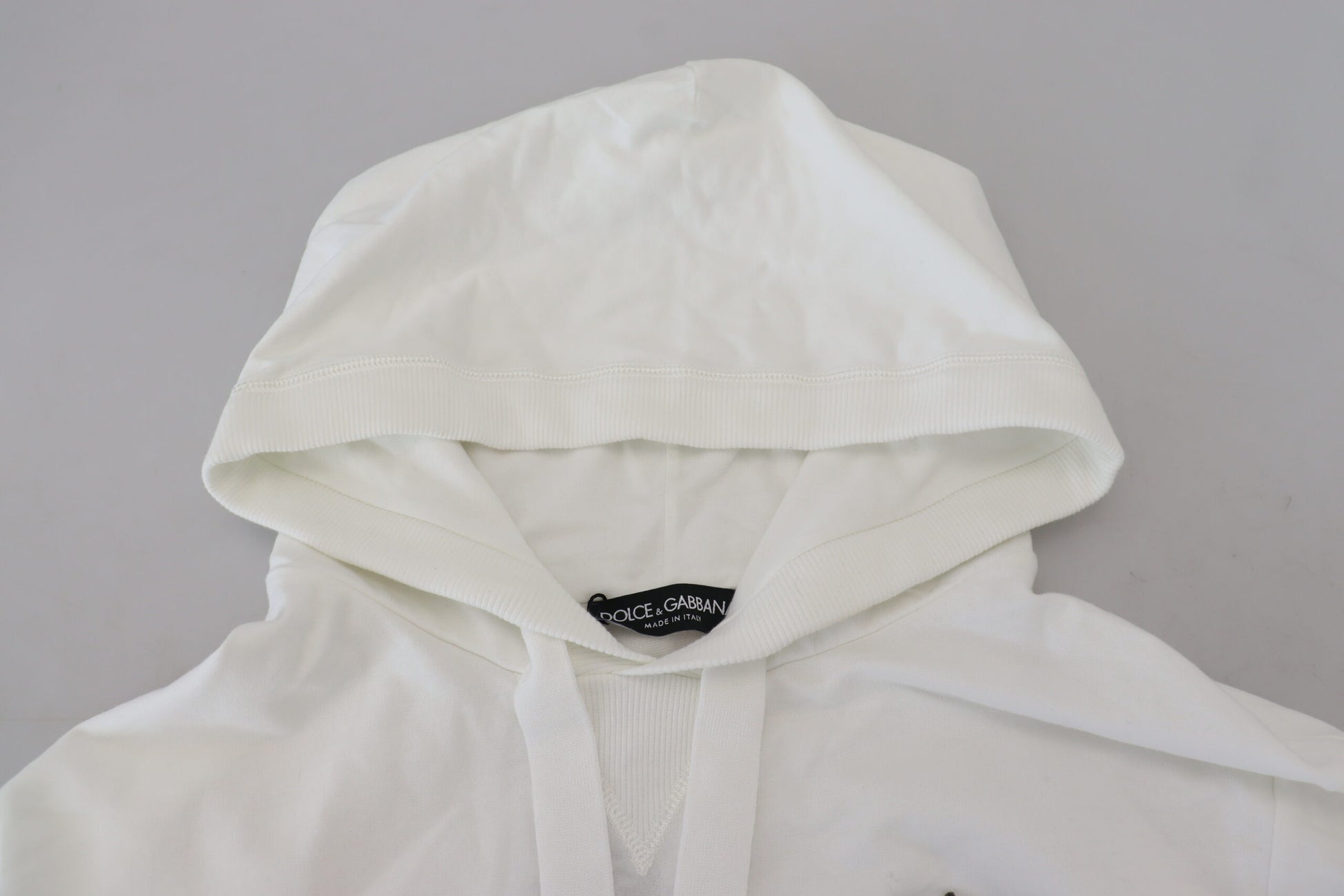 White hoodie with drawstring hood