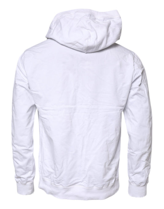 White hoodie with stripes on sleeves