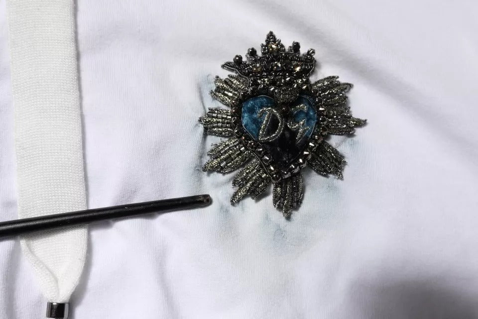 Decorative pin on a white shirt
