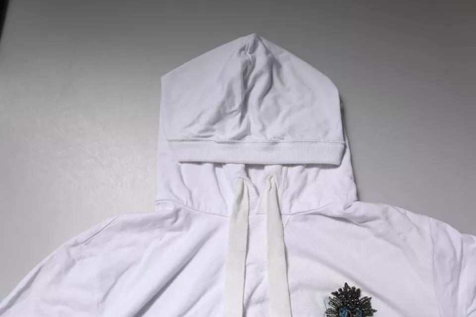 White hooded jacket with drawstring hood