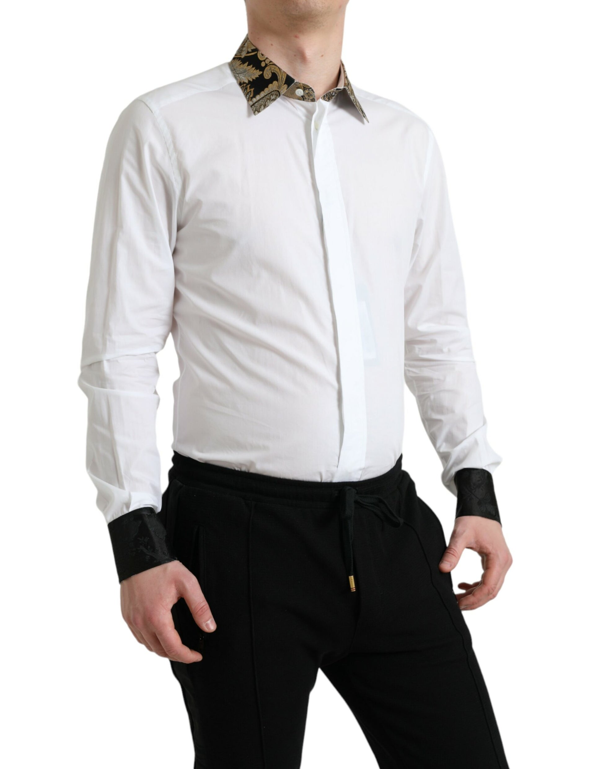 Man wearing white shirt and black pants