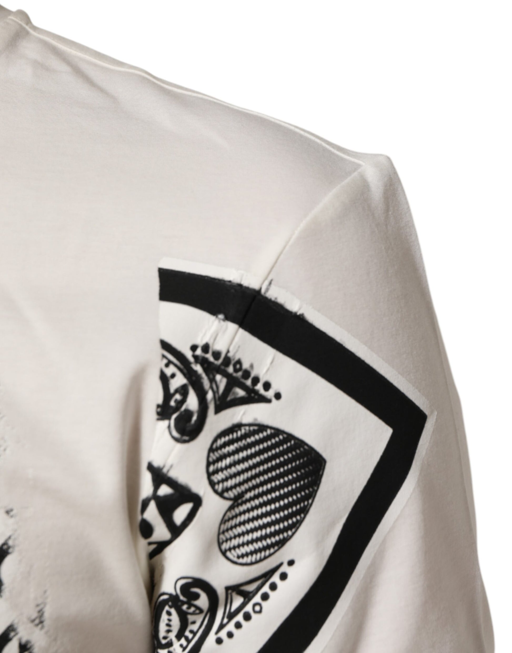 White shirt with black design on sleeve