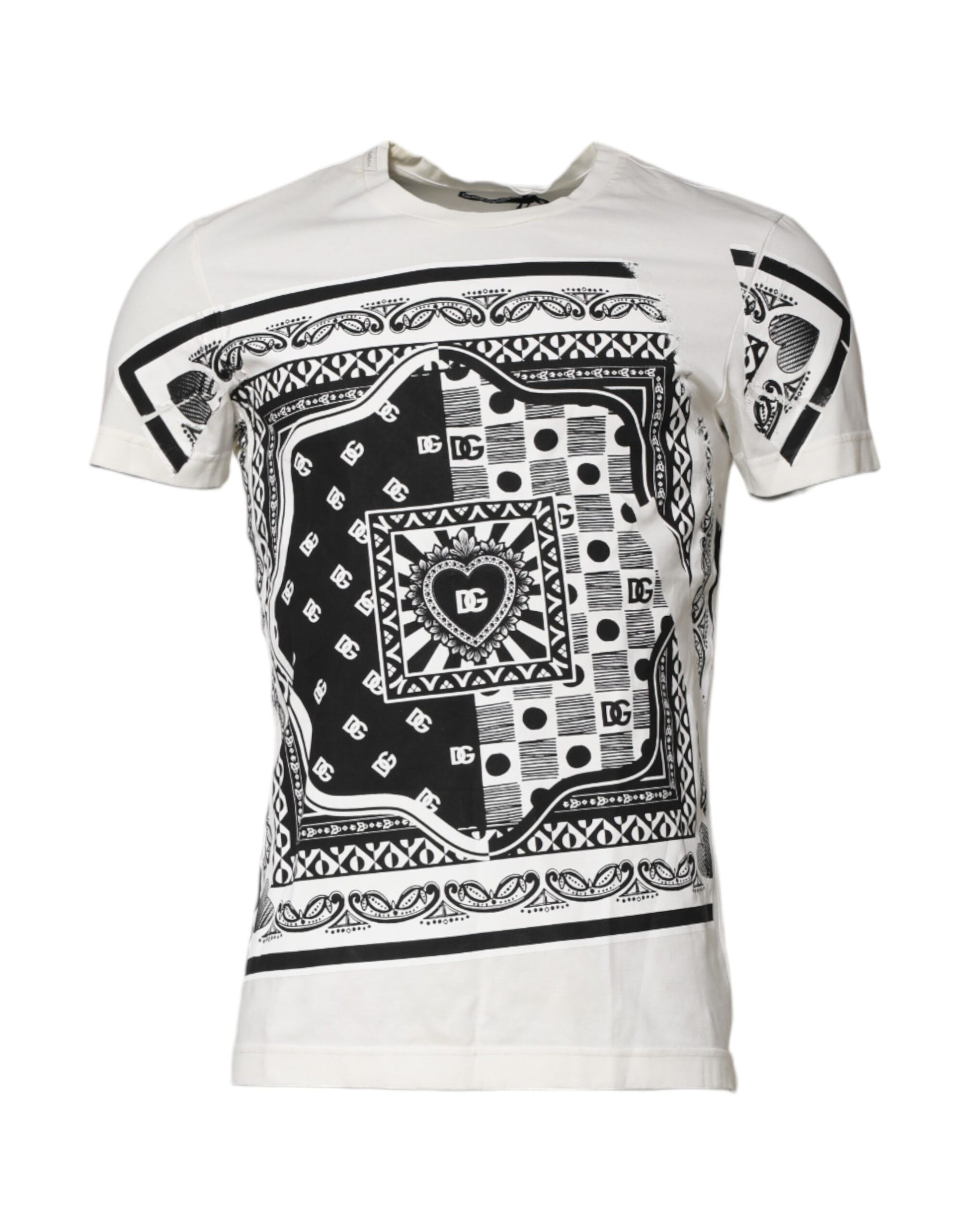 White t-shirt with black tribal design