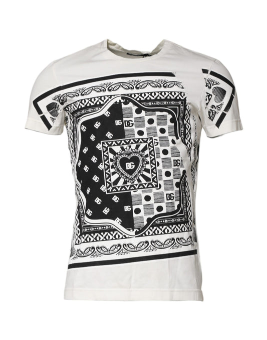 White t-shirt with black tribal design