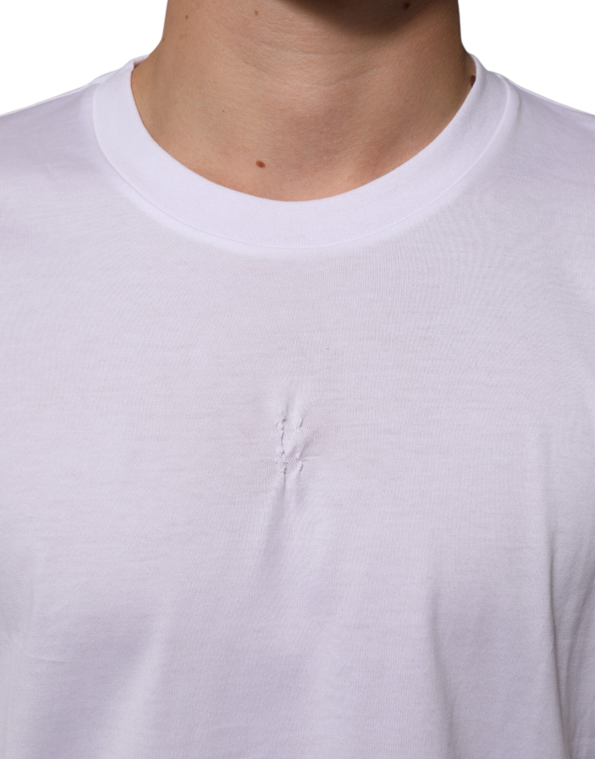 White t-shirt with a hole in front
