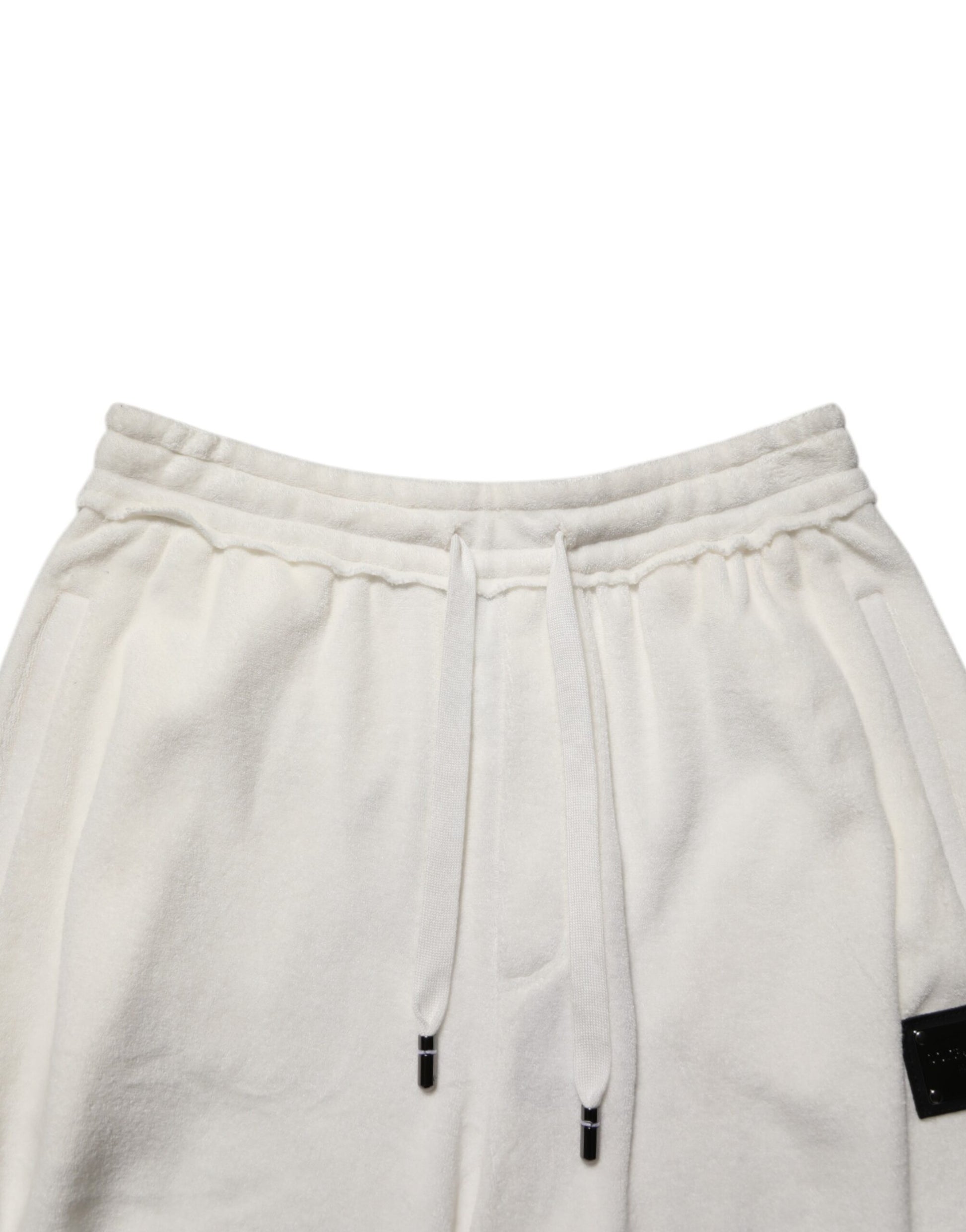 White sweatpants with drawstring waistband