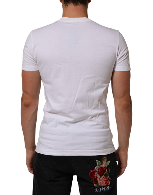 White t-shirt with graphic on back