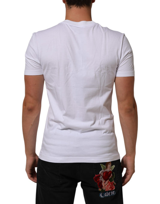 White short sleeve t-shirt on a person