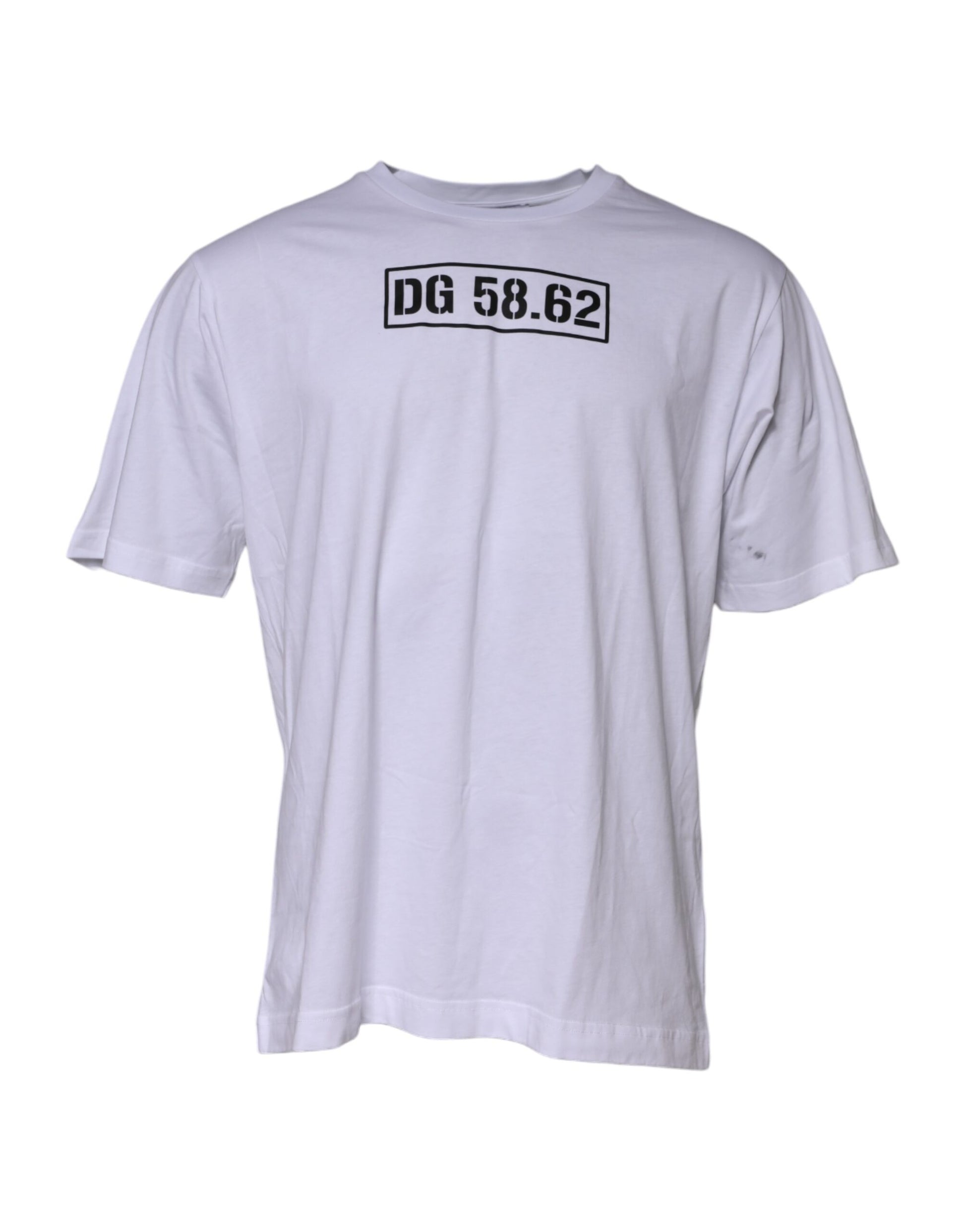 White t-shirt with black lettering and numbers on back