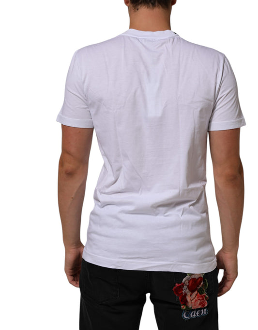 White t-shirt with rose design on back