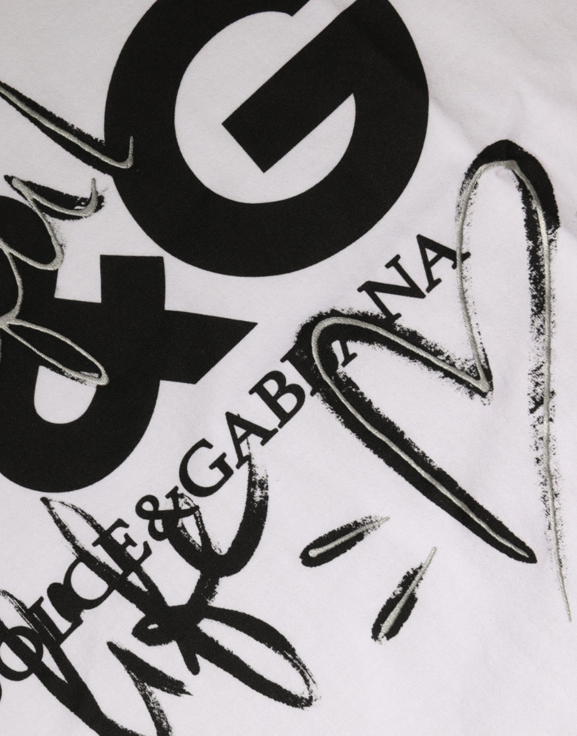 A white cotton t-shirt with a round neck, featuring the logo of Dolce & Gabbana