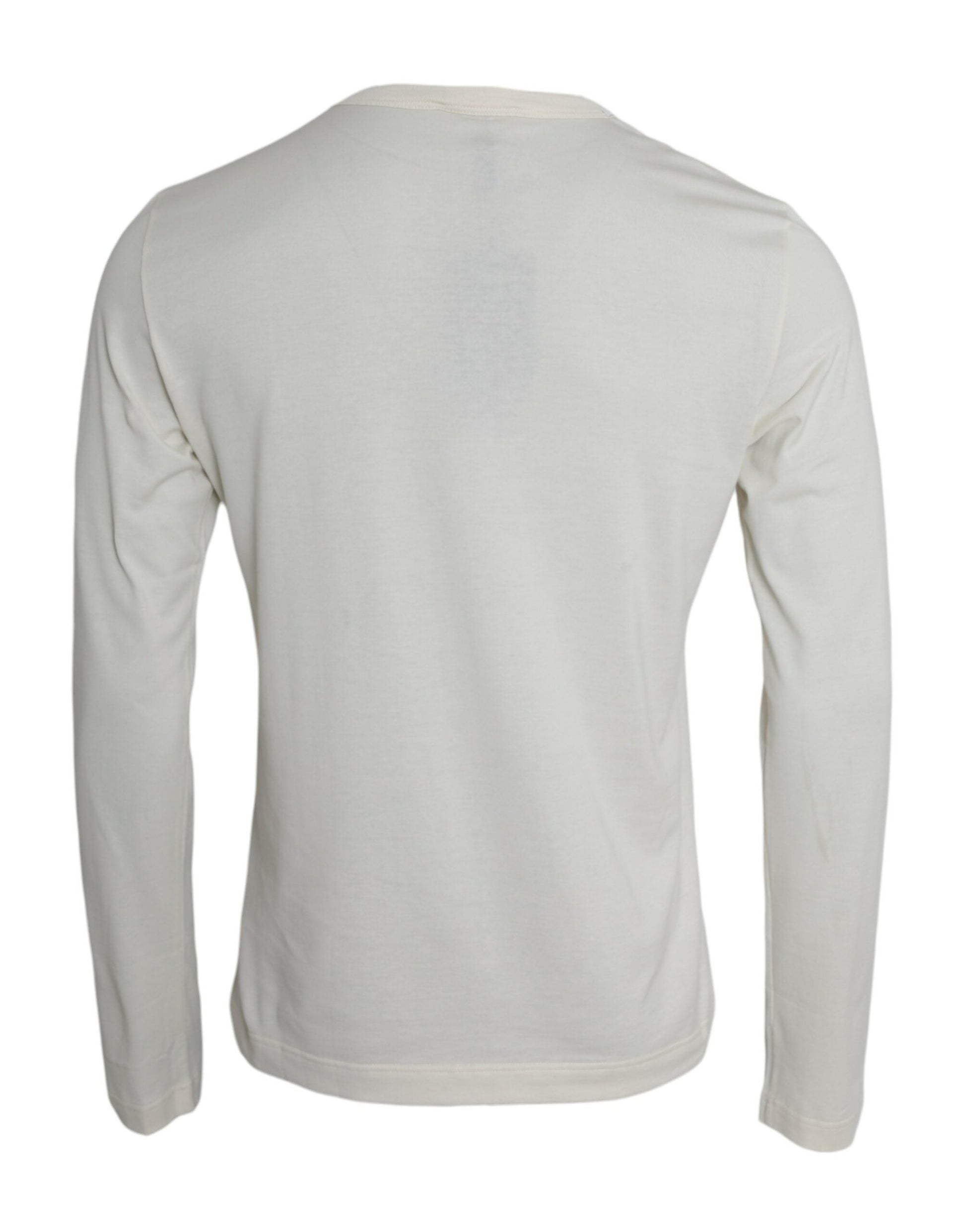A long sleeve t-shirt with a white and beige striped pattern