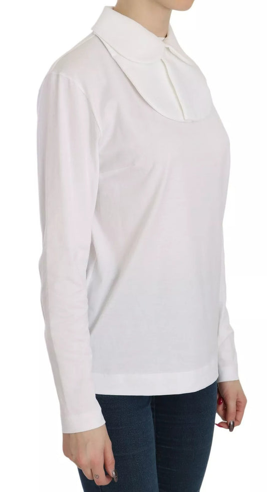 Long sleeve white blouse with collar