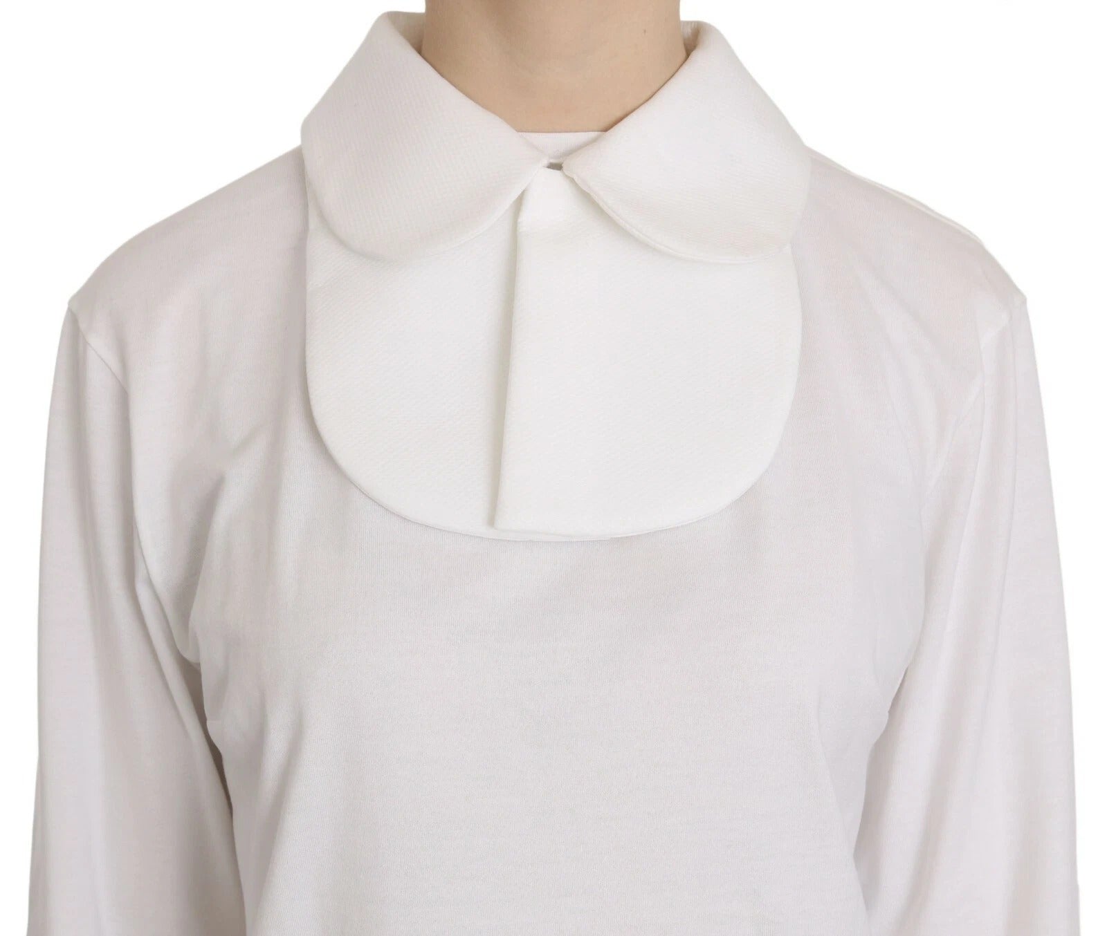 White collared shirt with a high neckline