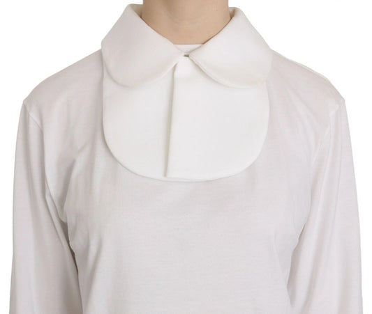 White collared shirt with a high neckline