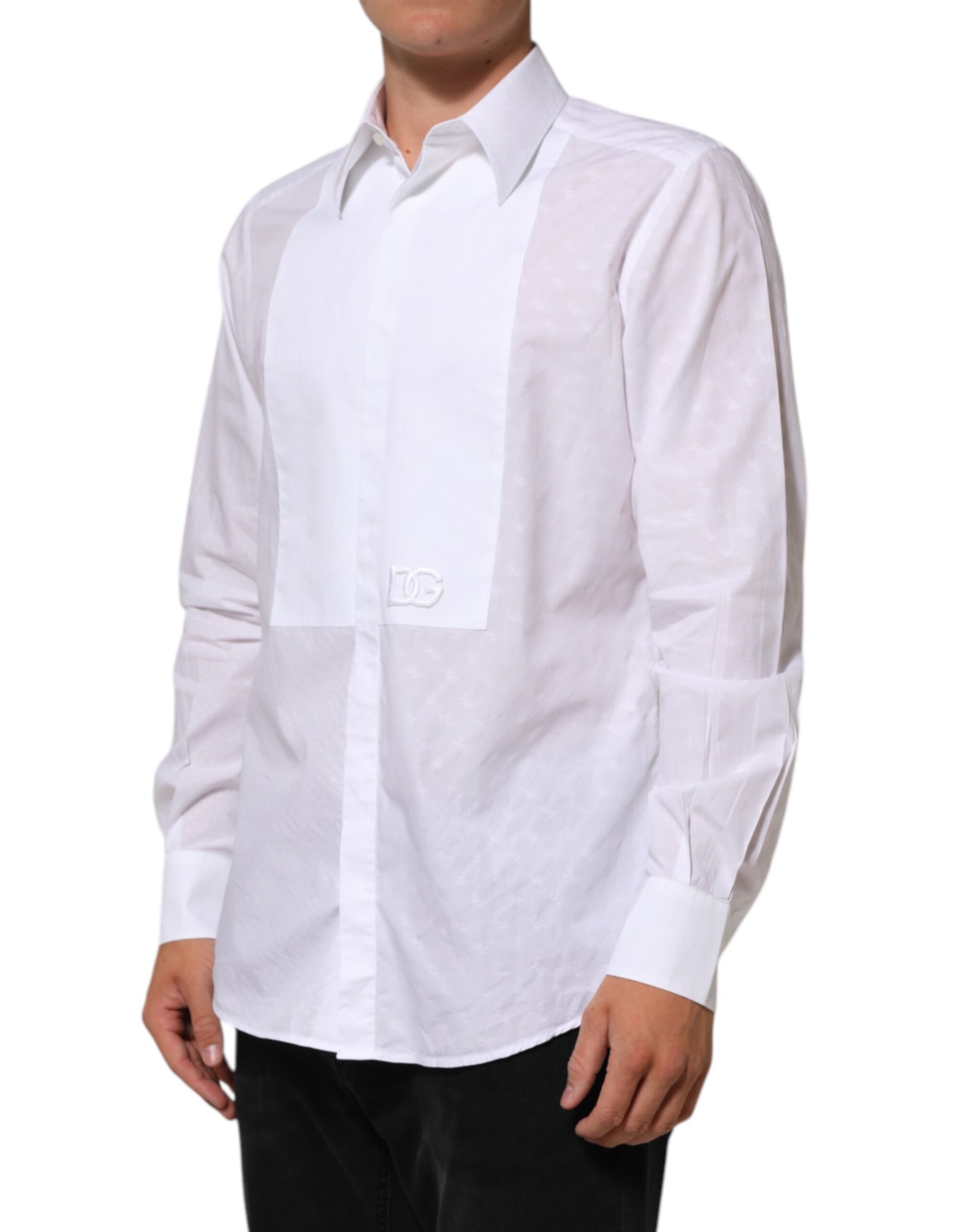 A white cotton martini bib formal dress shirt