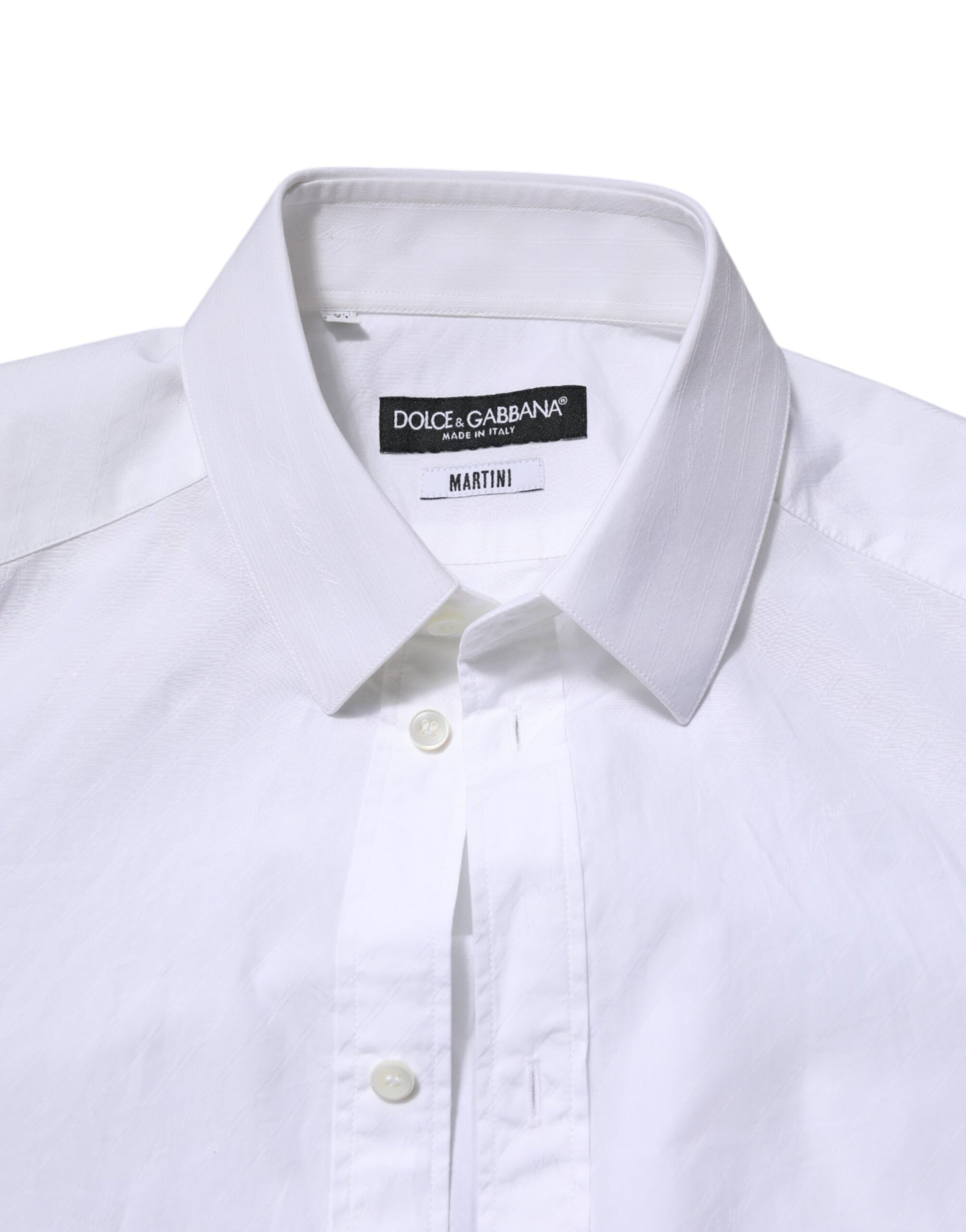 A white cotton dress shirt with long sleeves from the brand Dolce & Gabbana