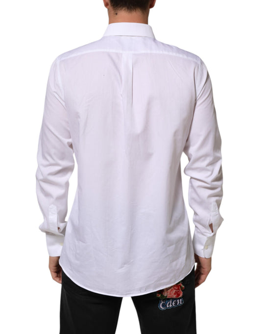 White cotton men's dress shirt with short sleeves and a collar