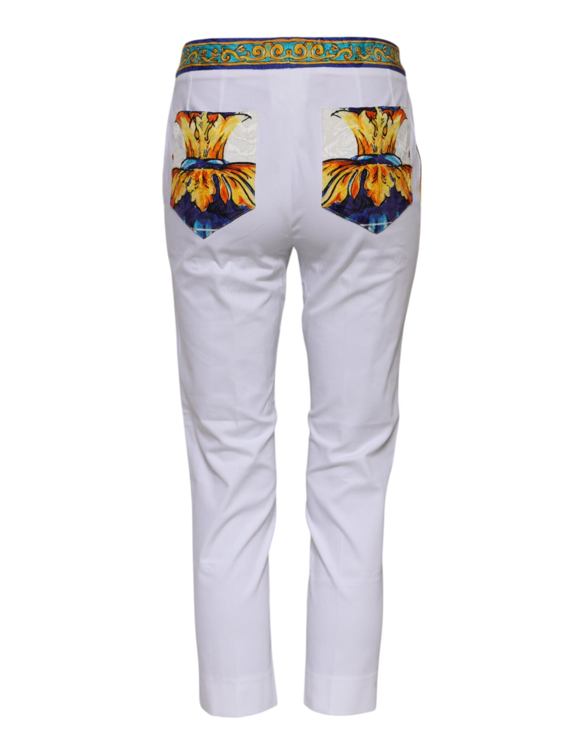 White pants with butterfly design on back
