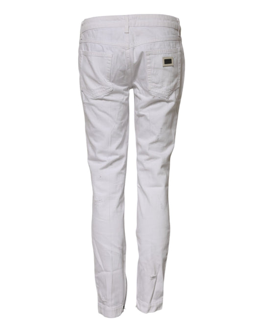 White denim jeans on a hanger
