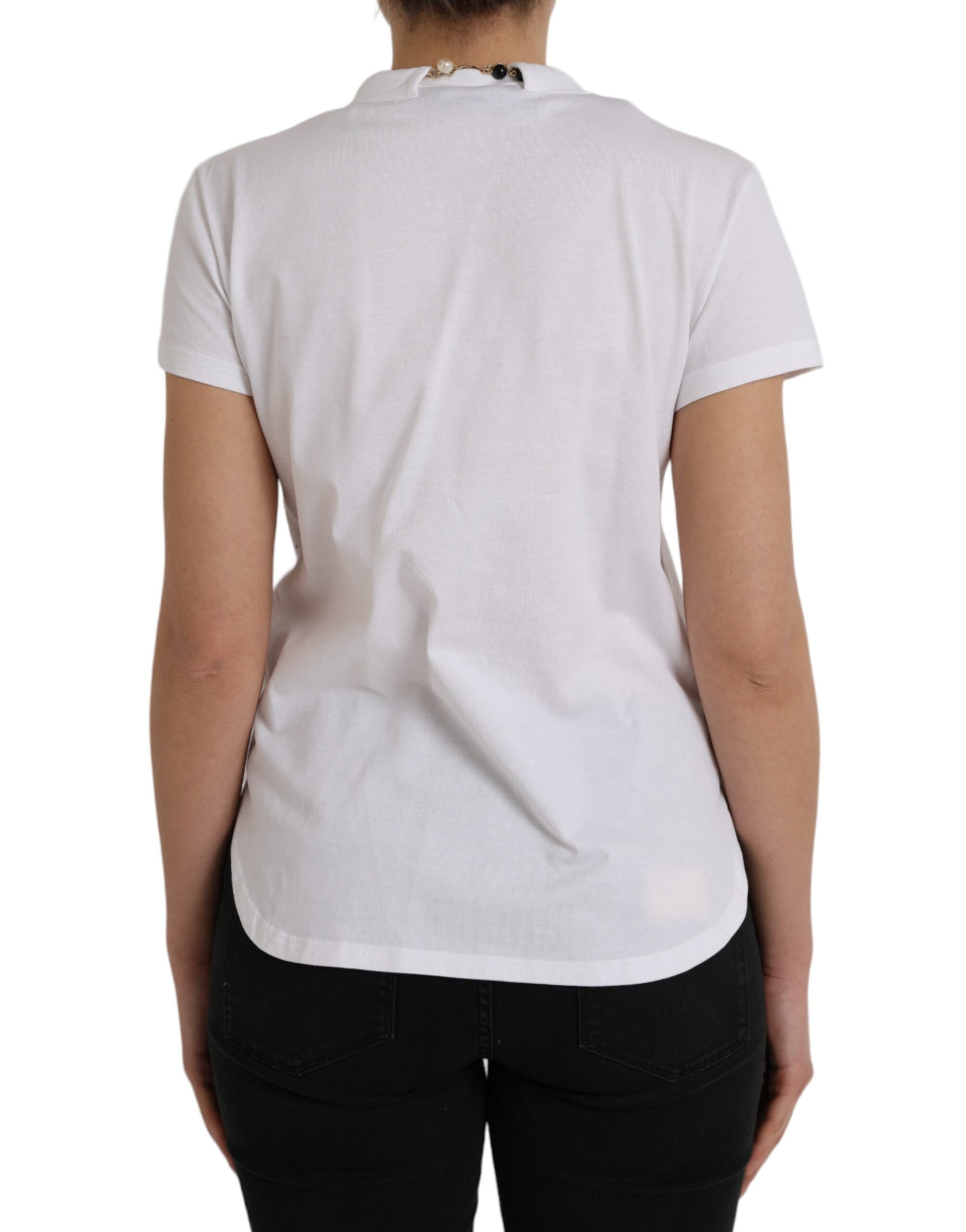 White short sleeve t-shirt on a person