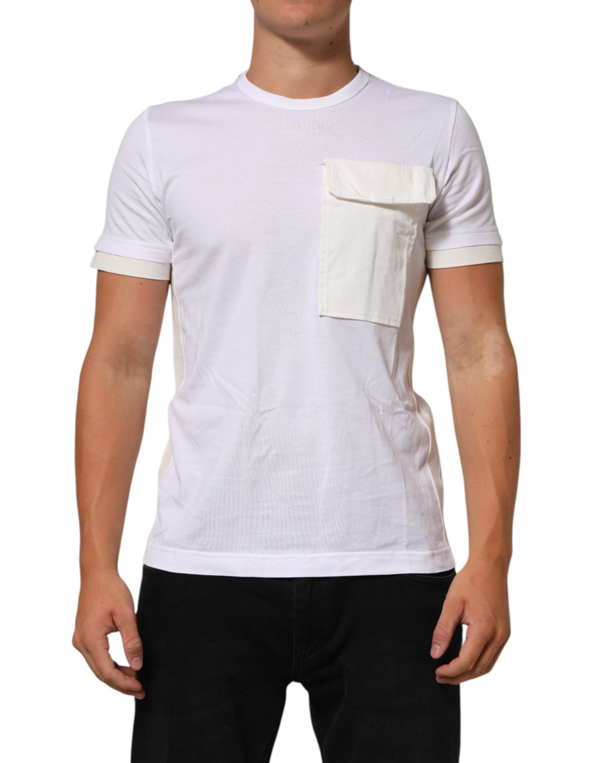 White short sleeve t-shirt with pocket on front