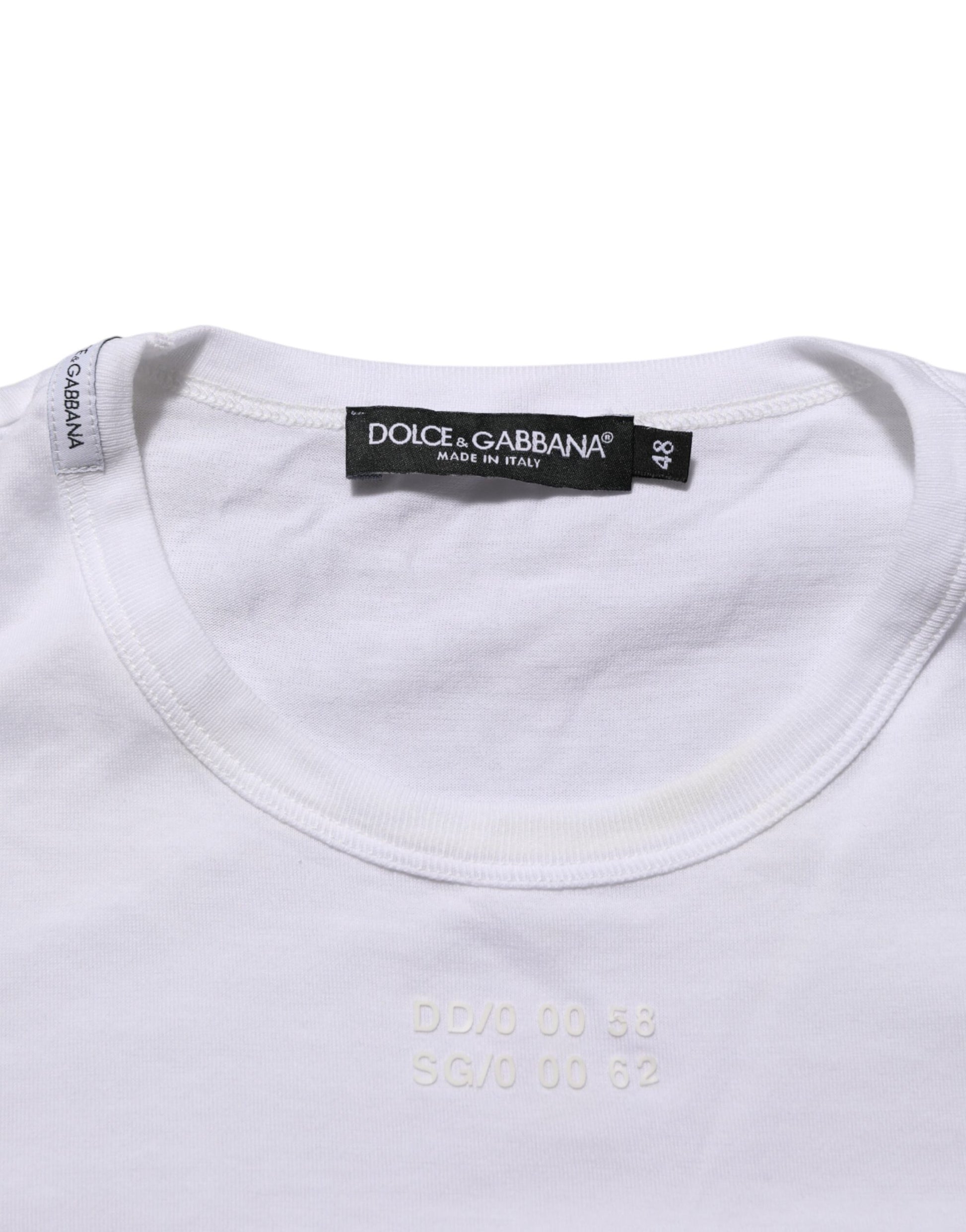 White t-shirt with tag on neck