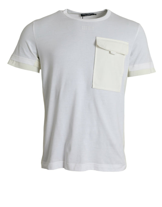 White short sleeve t-shirt with pocket on front