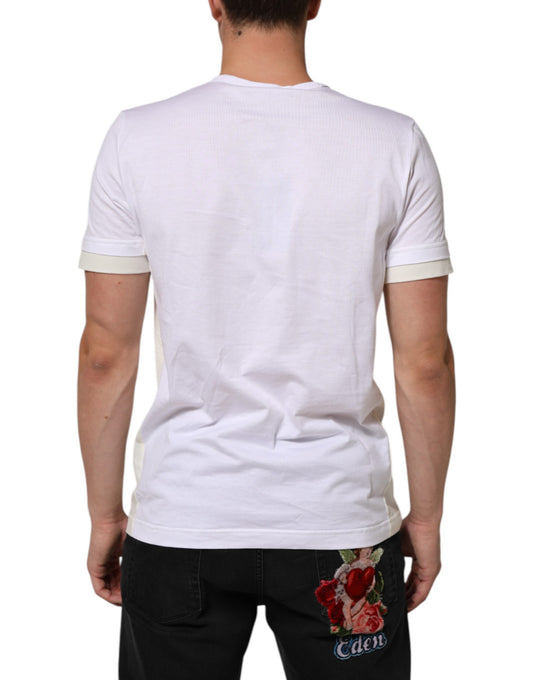 White short sleeve t-shirt with a floral design on back