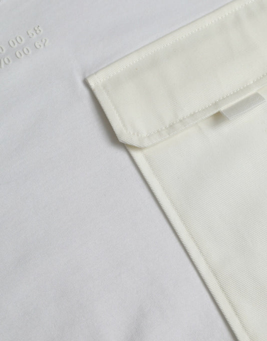 White shirt with a pocket on the left side