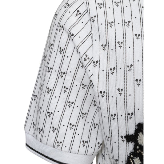White long sleeve shirt with black patterned design