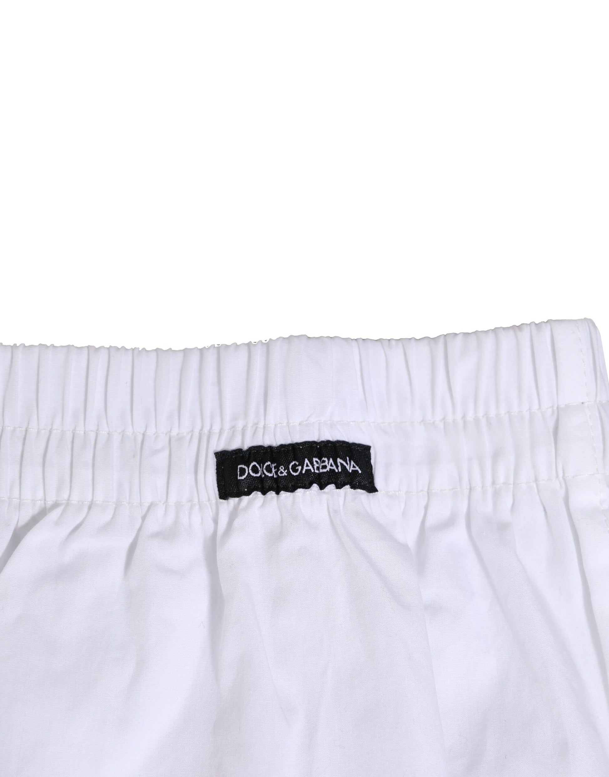 White boxer shorts with a label on waistband