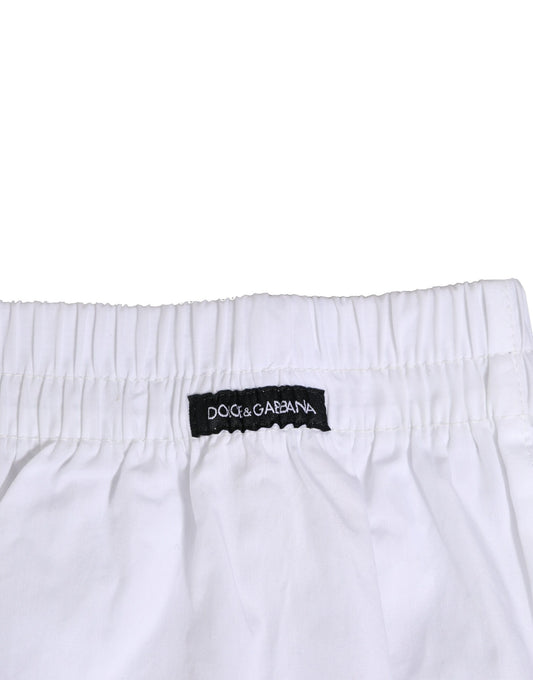 White boxer shorts with a label on waistband