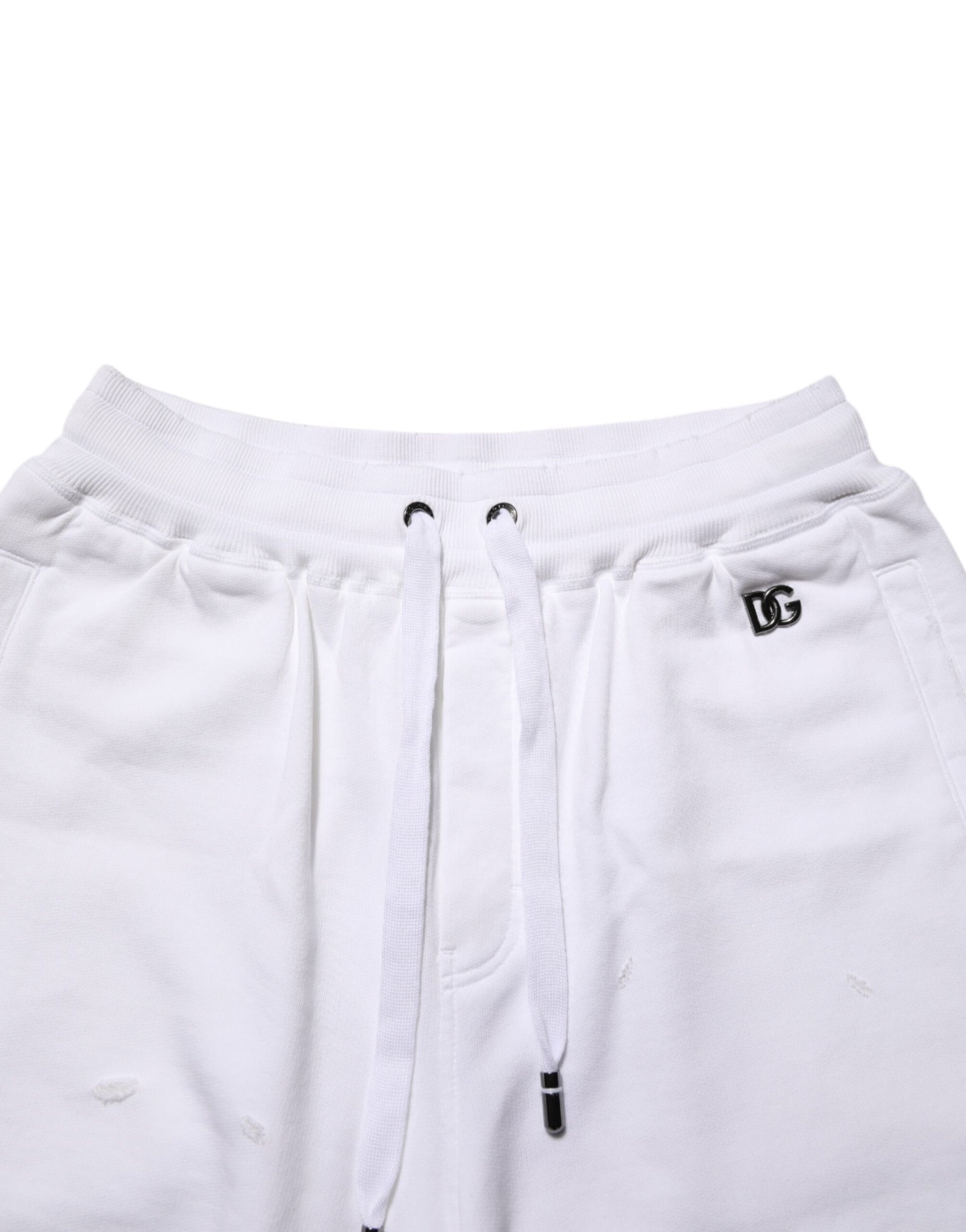 White sweatpants with drawstring waistband