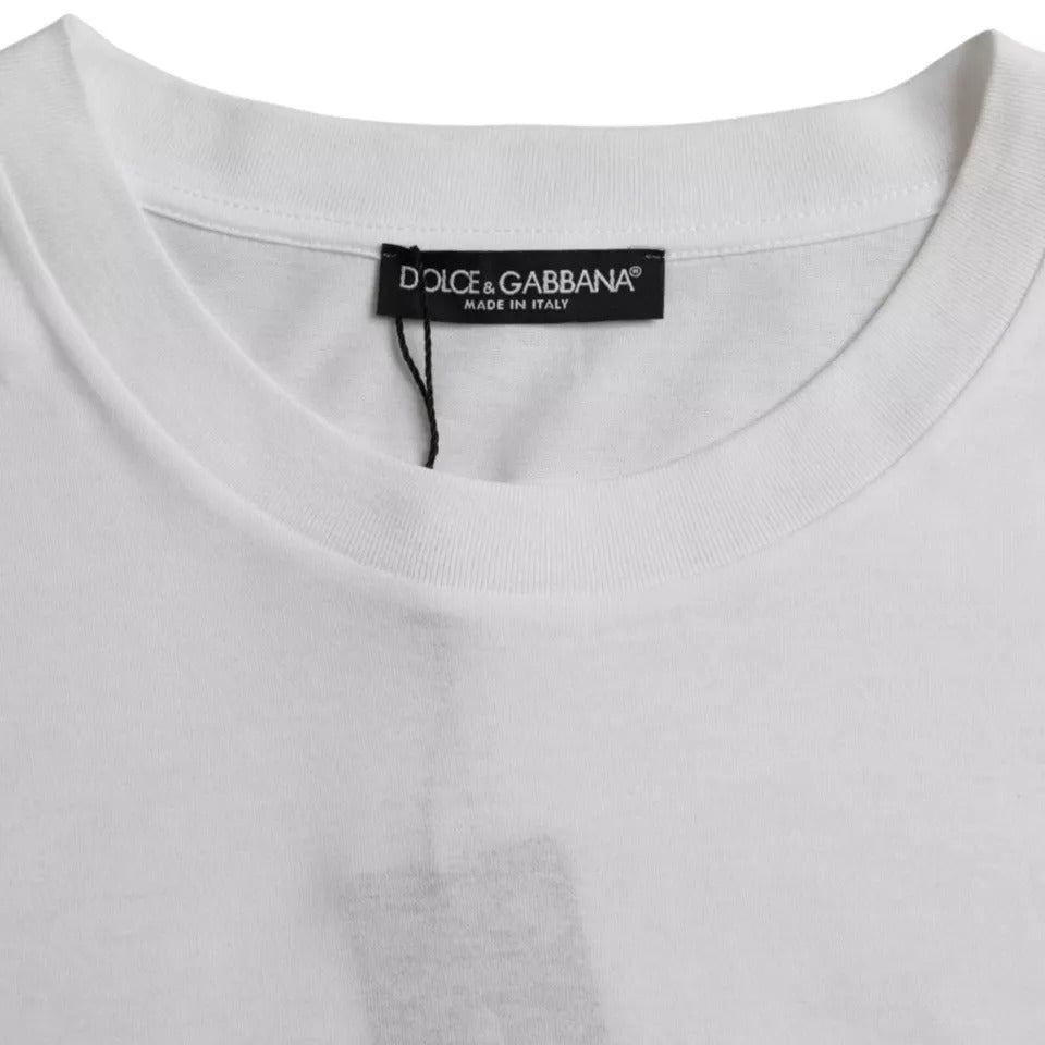 White t-shirt on hanger with tag