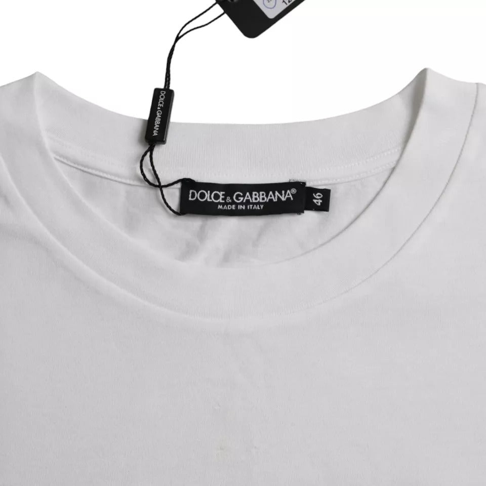 White t-shirt on hanger with tag