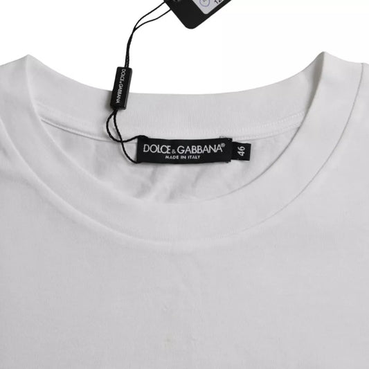 White t-shirt on hanger with tag