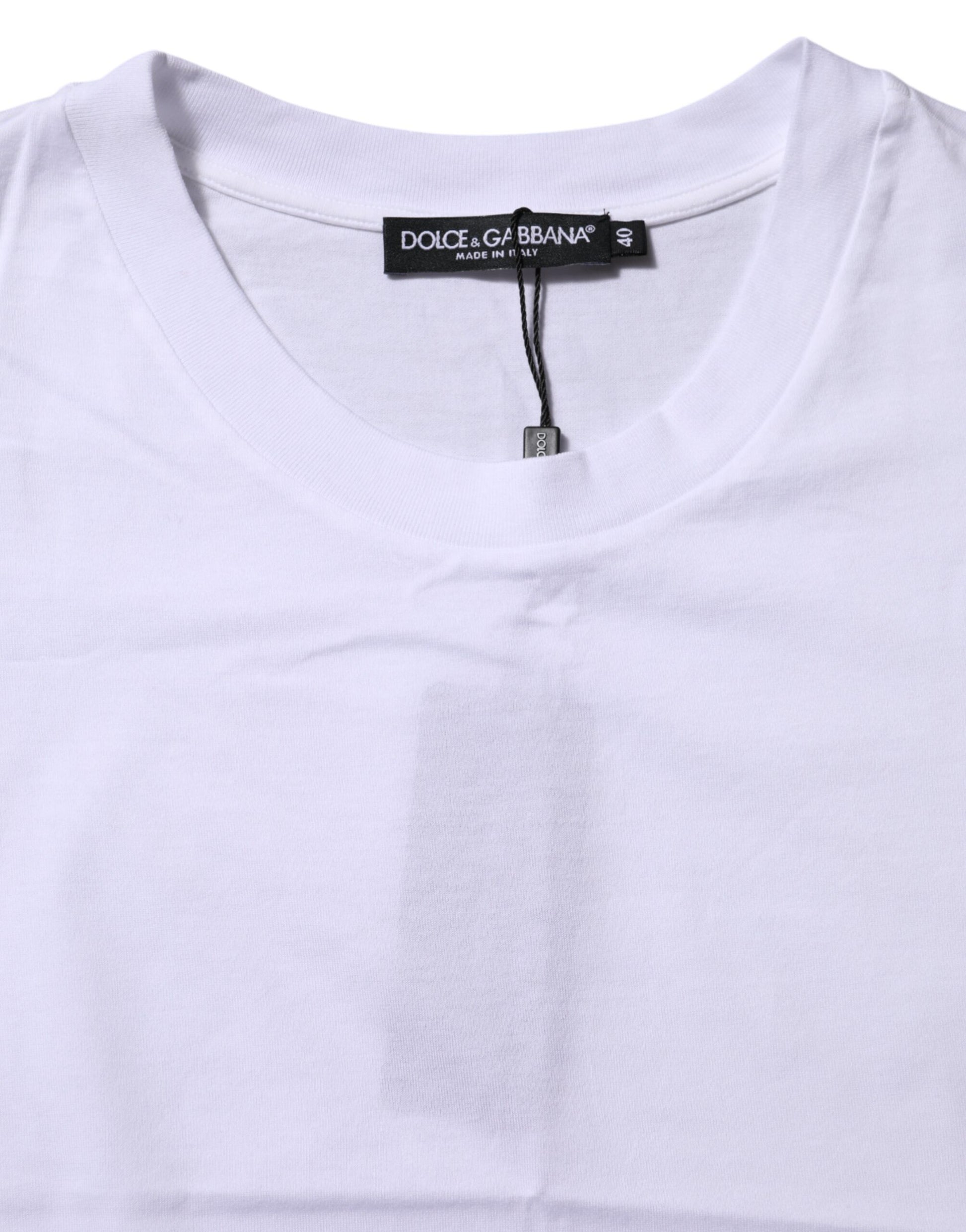 White t-shirt with tag on neck