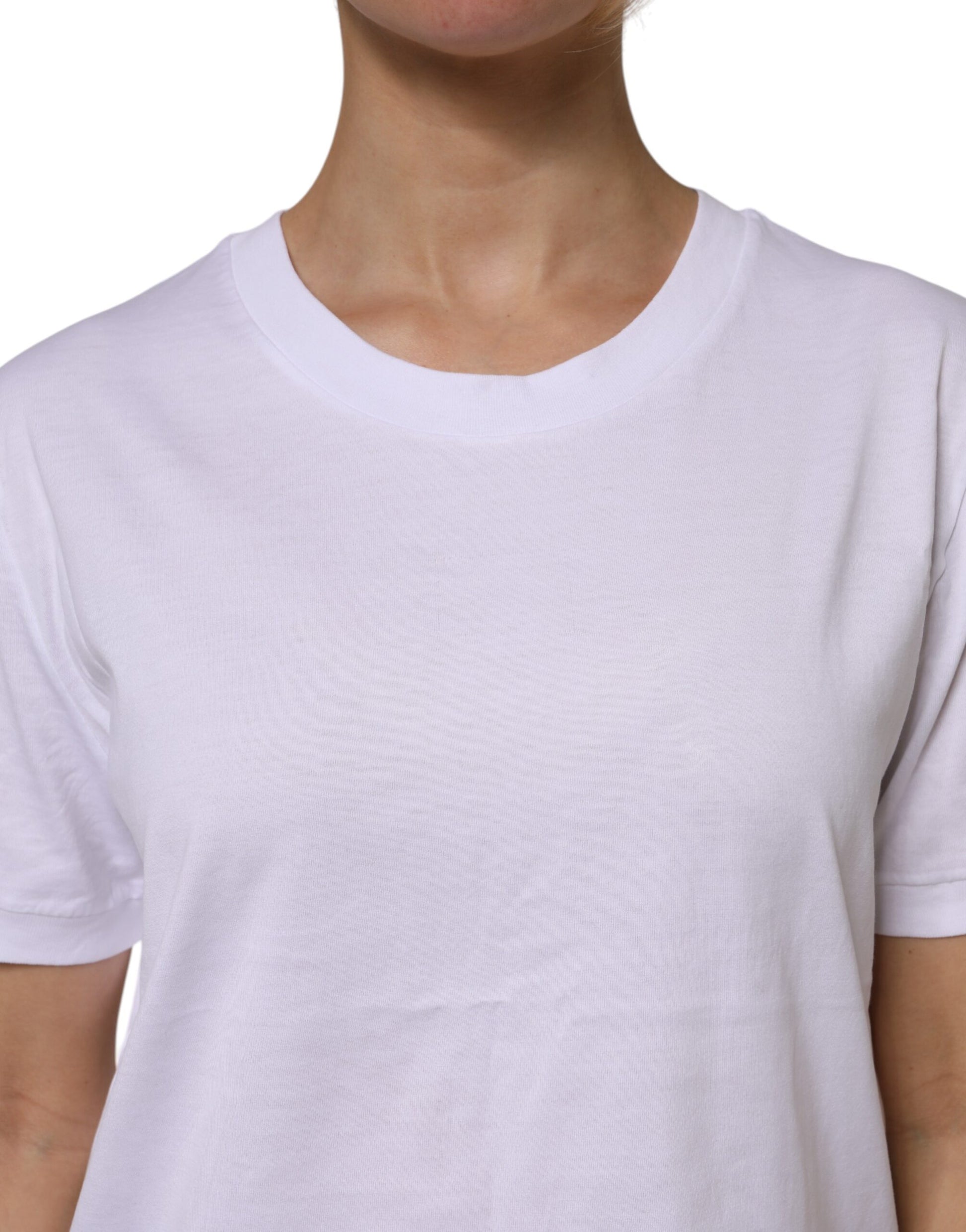 White short sleeve t-shirt on a person