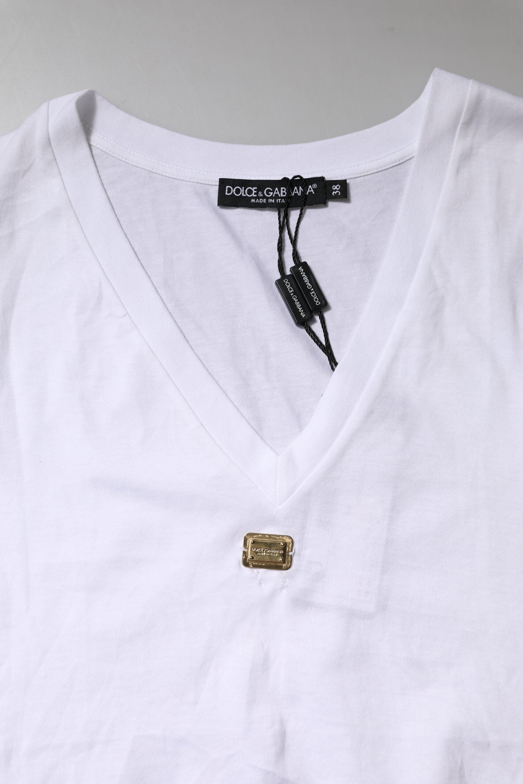 White v neck t-shirt on hanger