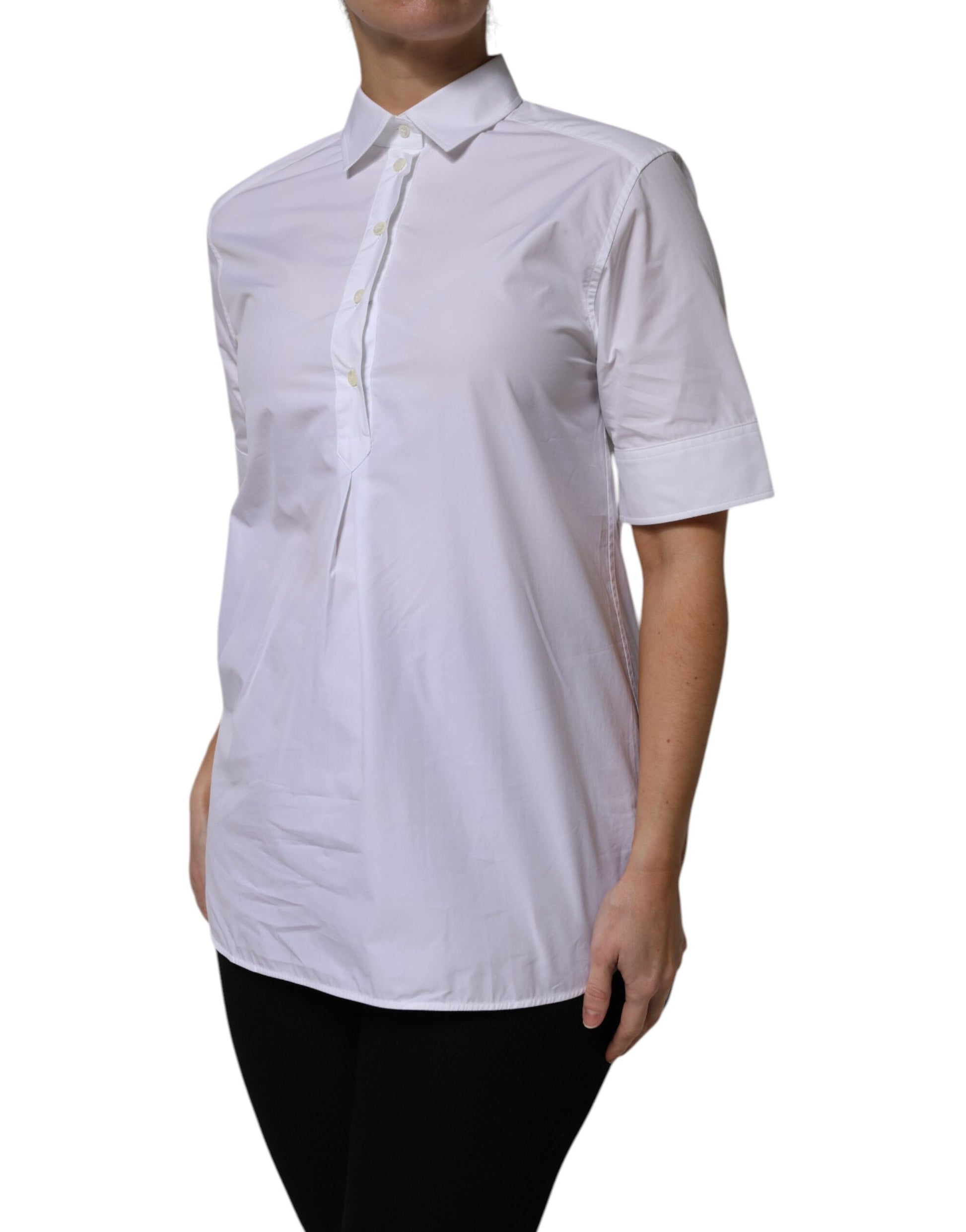 White short sleeve shirt on a woman