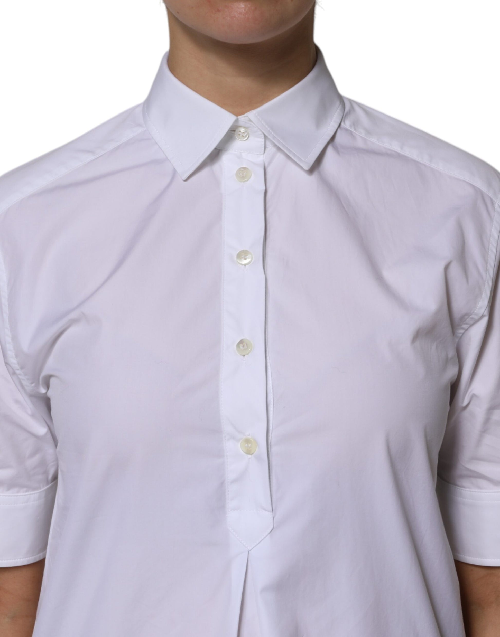 Woman wearing button down shirt