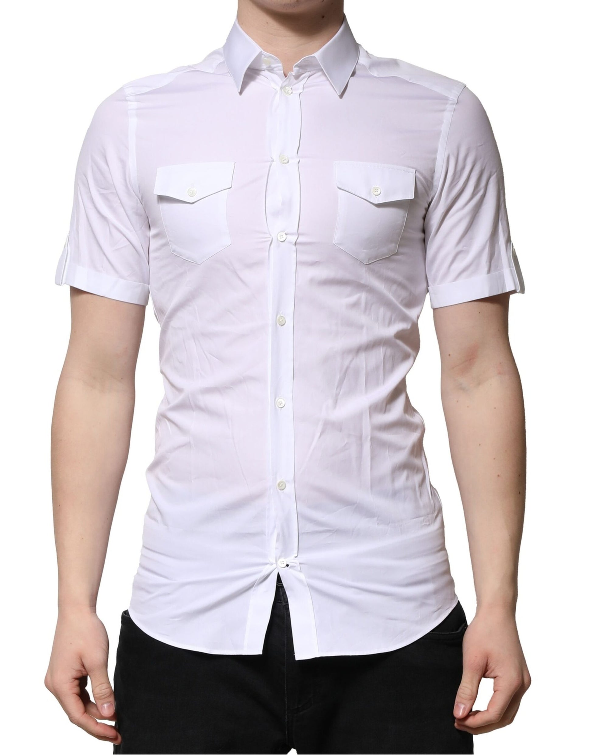 Men's short sleeve button down shirt in white