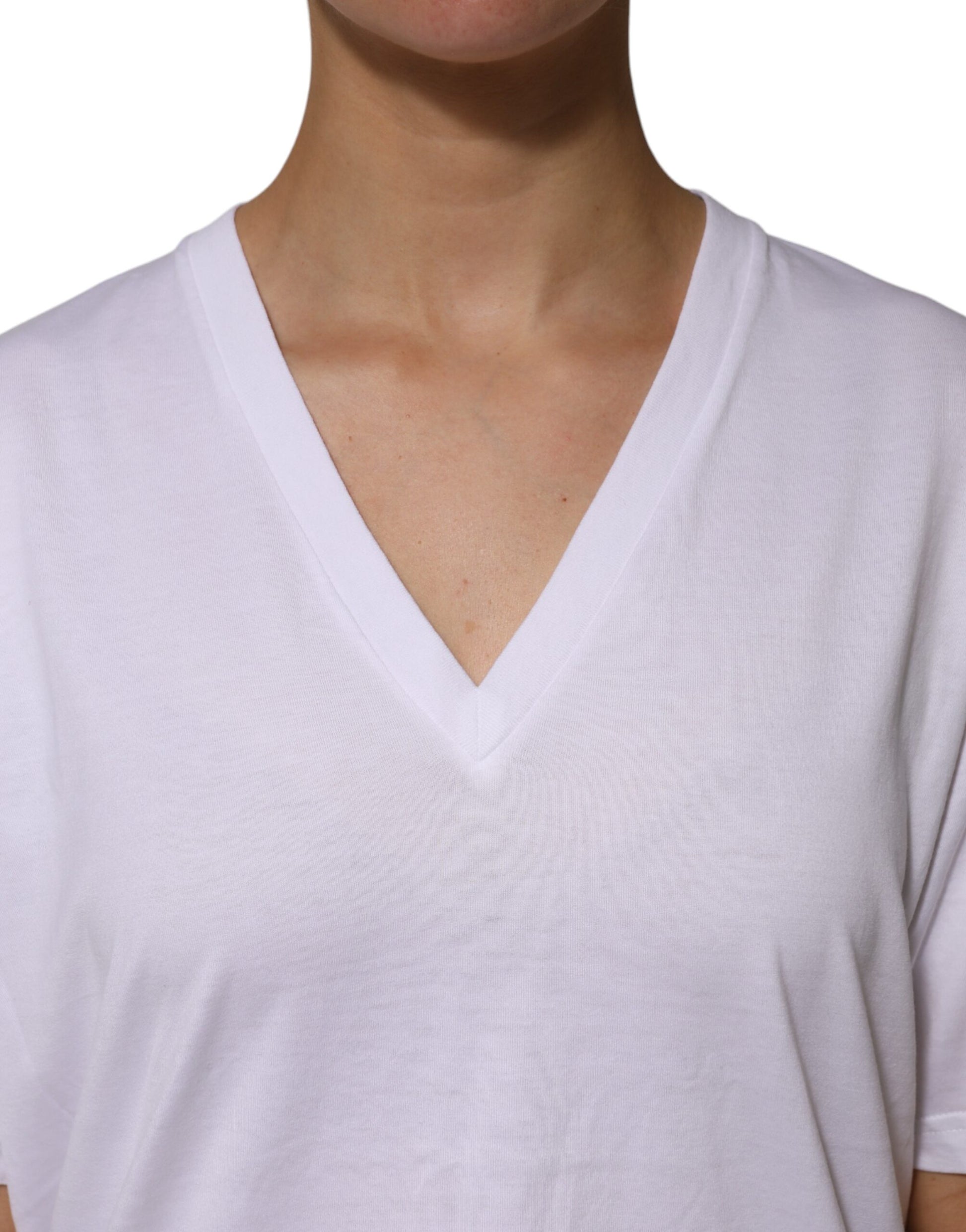 White v neck t-shirt on a person