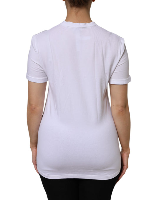 White short sleeve t-shirt on a person's back