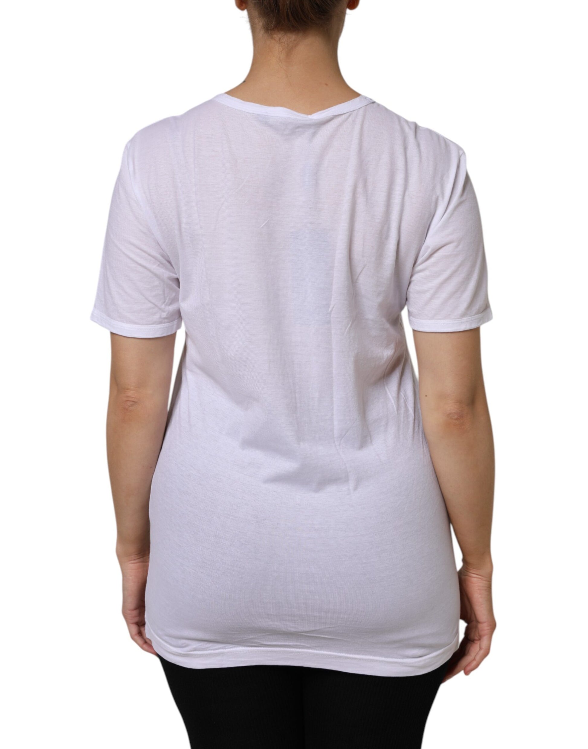 White t-shirt on a woman's back