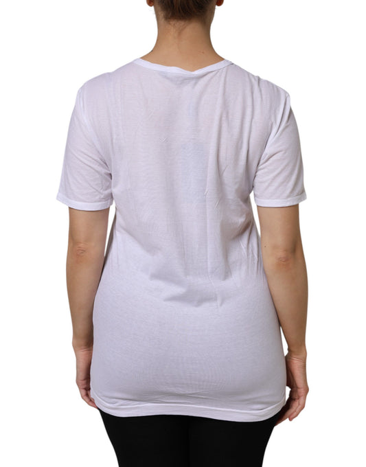 White t-shirt on a woman's back