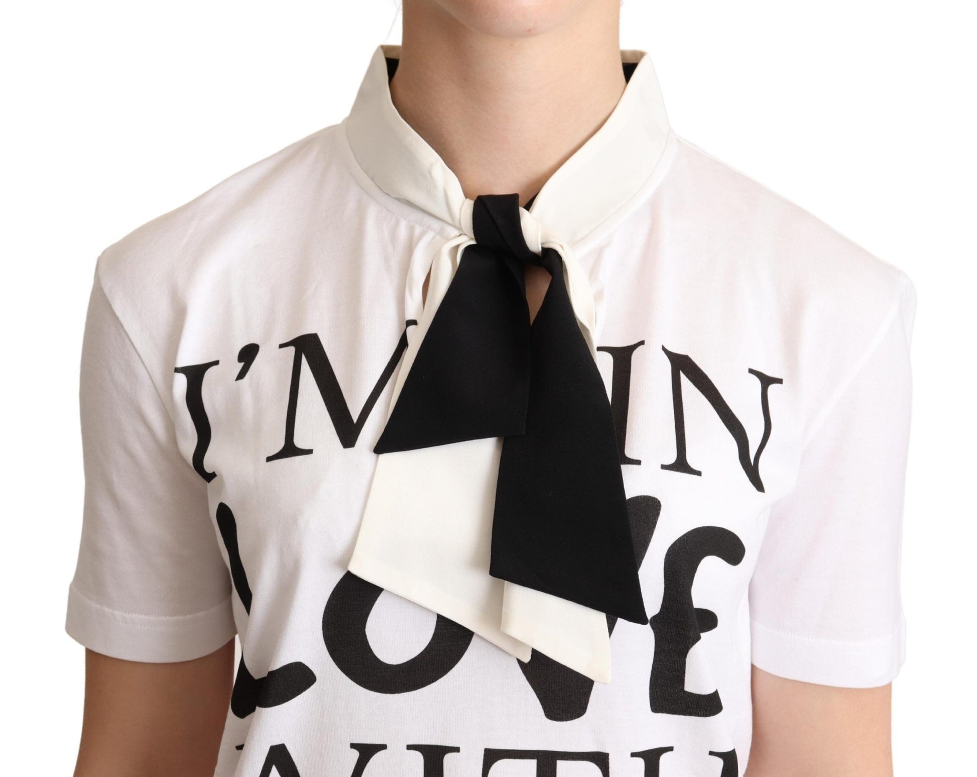 Black and white shirt with bow tie