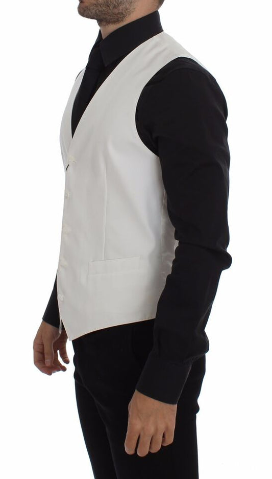 A white cotton silk blend vest blazer from Dolce & Gabbana